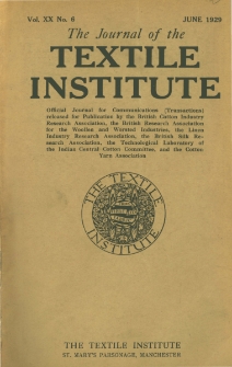 The Journal of the Textile Institute Vol. XX No. 6 (1929)