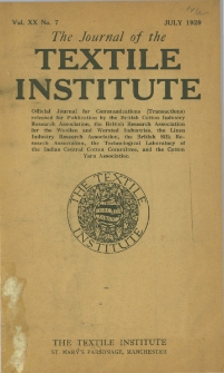 The Journal of the Textile Institute Vol. XX No. 7 (1929)