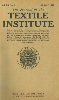 The Journal of the Textile Institute Vol. XX No. 8 (1929)
