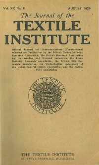 The Journal of the Textile Institute Vol. XX No. 8 (1929)