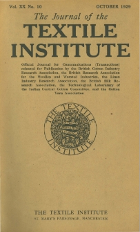 The Journal of the Textile Institute Vol. XX No. 10 (1929)