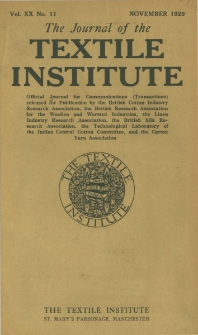 The Journal of the Textile Institute Vol. XX No. 11 (1929)