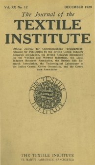The Journal of the Textile Institute Vol. XX No. 12 (1929)