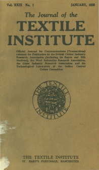 The Journal of the Textile Institute Vol. XXIX No. 1 (1938)