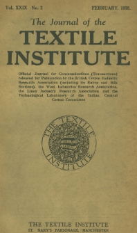 The Journal of the Textile Institute Vol. XXIX No. 2 (1938)
