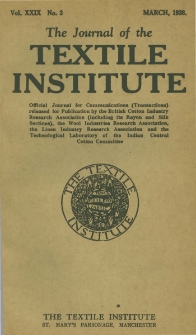 The Journal of the Textile Institute Vol. XXIX No. 3 (1938)