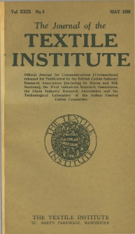 The Journal of the Textile Institute Vol. XXIX No. 5 (1938)