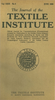 The Journal of the Textile Institute Vol. XXIX No. 6 (1938)