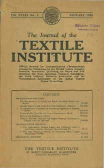 The Journal of the Textile Institute Vol. XXXIX No. 1 (1948)