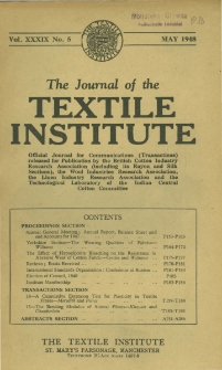 The Journal of the Textile Institute Vol. XXXIX No. 5 (1948)