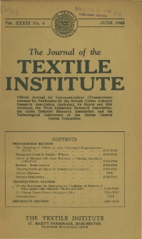 The Journal of the Textile Institute Vol. XXXIX No. 6 (1948)