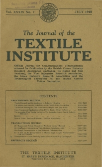 The Journal of the Textile Institute Vol. XXXIX No. 7 (1948)