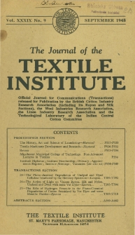The Journal of the Textile Institute Vol. XXXIX No. 9 (1948)