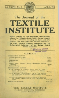 The Journal of the Textile Institute Vol. XXXVII No. 4 (1946)