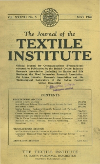 The Journal of the Textile Institute Vol. XXXVII No. 5 (1946)