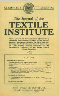 The Journal of the Textile Institute Vol. XXXVII No. 8 (1946)