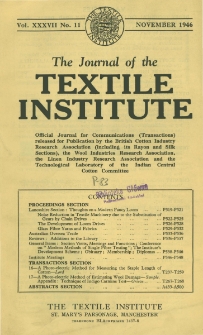 The Journal of the Textile Institute Vol. XXXVII No. 11 (1946)