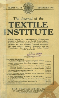 The Journal of the Textile Institute Vol. XXXVII No. 12 (1946)