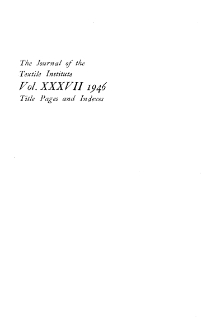 The Journal of the Textile Institute - Index - Vol. XXXVII (1946)