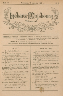 Lekarz wojskowy: miesięcznik 1923, R. IV, nr 8