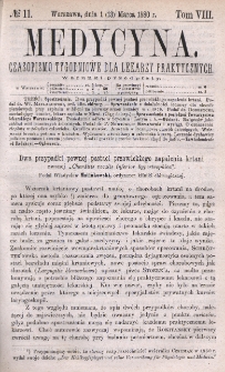 Medycyna : czasopismo tygodniowe dla lekarzy praktycznych 1880, T. VIII, nr 11