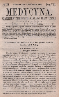 Medycyna : czasopismo tygodniowe dla lekarzy praktycznych 1880, T. VIII, nr 38