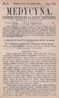 Medycyna : czasopismo tygodniowe dla lekarzy praktycznych 1880, T. VIII, nr 51