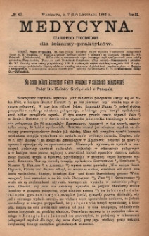 Medycyna : czasopismo tygodniowe dla lekarzy praktyków 1892, T. XX, nr 47