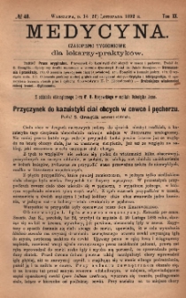 Medycyna : czasopismo tygodniowe dla lekarzy praktyków 1892, T. XX, nr 48