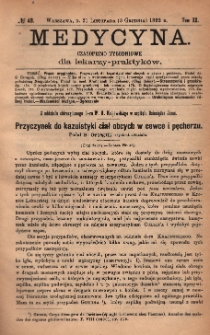 Medycyna : czasopismo tygodniowe dla lekarzy praktyków 1892, T. XX, nr 49