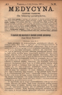 Medycyna : czasopismo tygodniowe dla lekarzy praktyków 1893, T. XXI, nr 2