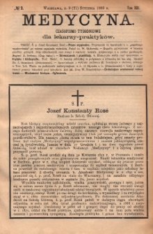 Medycyna : czasopismo tygodniowe dla lekarzy praktyków 1893, T. XXI, nr 3