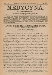Medycyna : czasopismo tygodniowe dla lekarzy praktyków 1888, T.XVI, nr 51