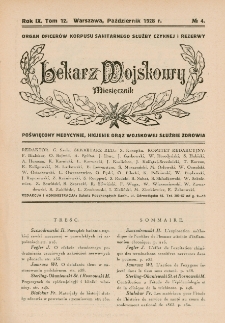 Lekarz wojskowy : miesięcznik organ oficerów korpusu sanitarnego sł. czynnej i rezerwy 1928, R. IX, T. XII, nr 4