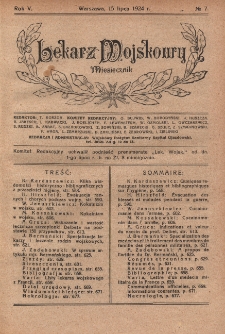 Lekarz wojskowy: miesięcznik 1924, R. V, nr 7