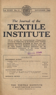 The Journal of the Textile Institute Vol. XXXIV No.11 (1943)