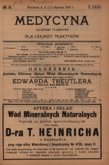 Medycyna : czasopismo tygodniowe dla lekarzy praktyków 1903, T.XXXI, nr 3