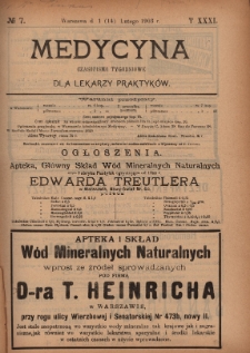 Medycyna : czasopismo tygodniowe dla lekarzy praktyków 1903, T.XXXI, nr 7