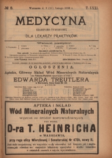 Medycyna : czasopismo tygodniowe dla lekarzy praktyków 1903, T.XXXI, nr 8