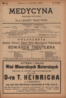 Medycyna : czasopismo tygodniowe dla lekarzy praktyków 1903, T.XXXI, nr 11