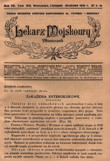 Lekarz wojskowy : miesięcznik organ oficerów korpusu sanitarnego sł. czynnej i rezerwy 1926, R. VII, T.VIII, nr 5,6