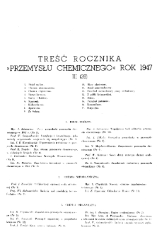 Przemysł Chemiczny : Organ Centralnego Zarządu Przemysłu Chemicznego w Polsce R. III(26) - Treść Rocznika - (1947)