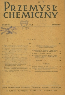 Przemysł Chemiczny : Organ Centralnego Zarządu Przemysłu Chemicznego w Polsce R. VII(30) Nr 1 (1951)
