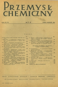 Przemysł Chemiczny : Organ Centralnego Zarządu Przemysłu Chemicznego w Polsce R. VII(30) Nr 7-8 (1951)