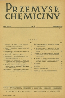 Przemysł Chemiczny : Organ Centralnego Zarządu Przemysłu Chemicznego w Polsce R. VII(30) Nr 9 (1951)