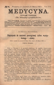 Medycyna : czasopismo tygodniowe dla lekarzy praktyków 1893, T. XXI, nr 14