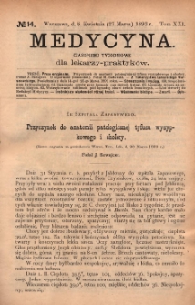 Medycyna : czasopismo tygodniowe dla lekarzy praktyków 1893, T. XXI, nr 14