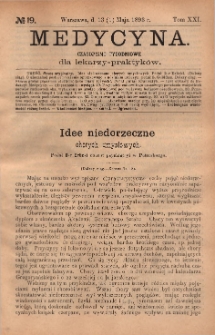 Medycyna : czasopismo tygodniowe dla lekarzy praktyków 1893, T. XXI, nr 19