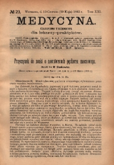 Medycyna : czasopismo tygodniowe dla lekarzy praktyków 1893, T. XXI, nr 23