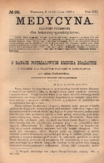 Medycyna : czasopismo tygodniowe dla lekarzy praktyków 1893, T. XXI, nr 28